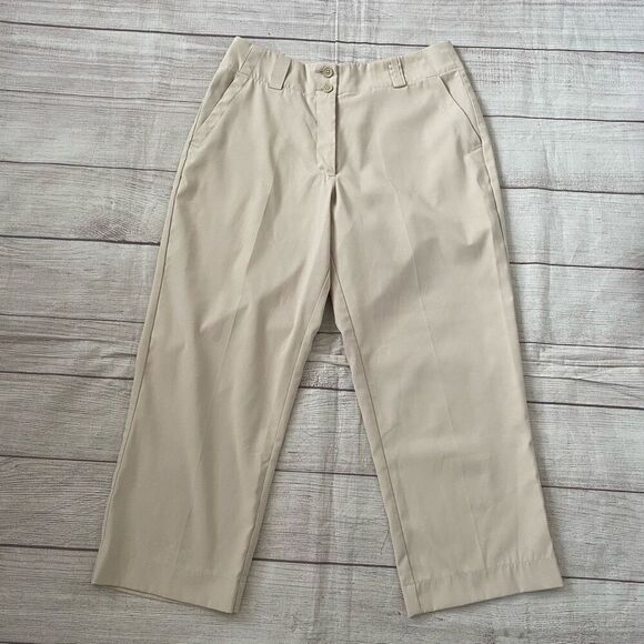 Nike Golf dri fit tour performance women 4 beige capris pants - Picture 1 of 10